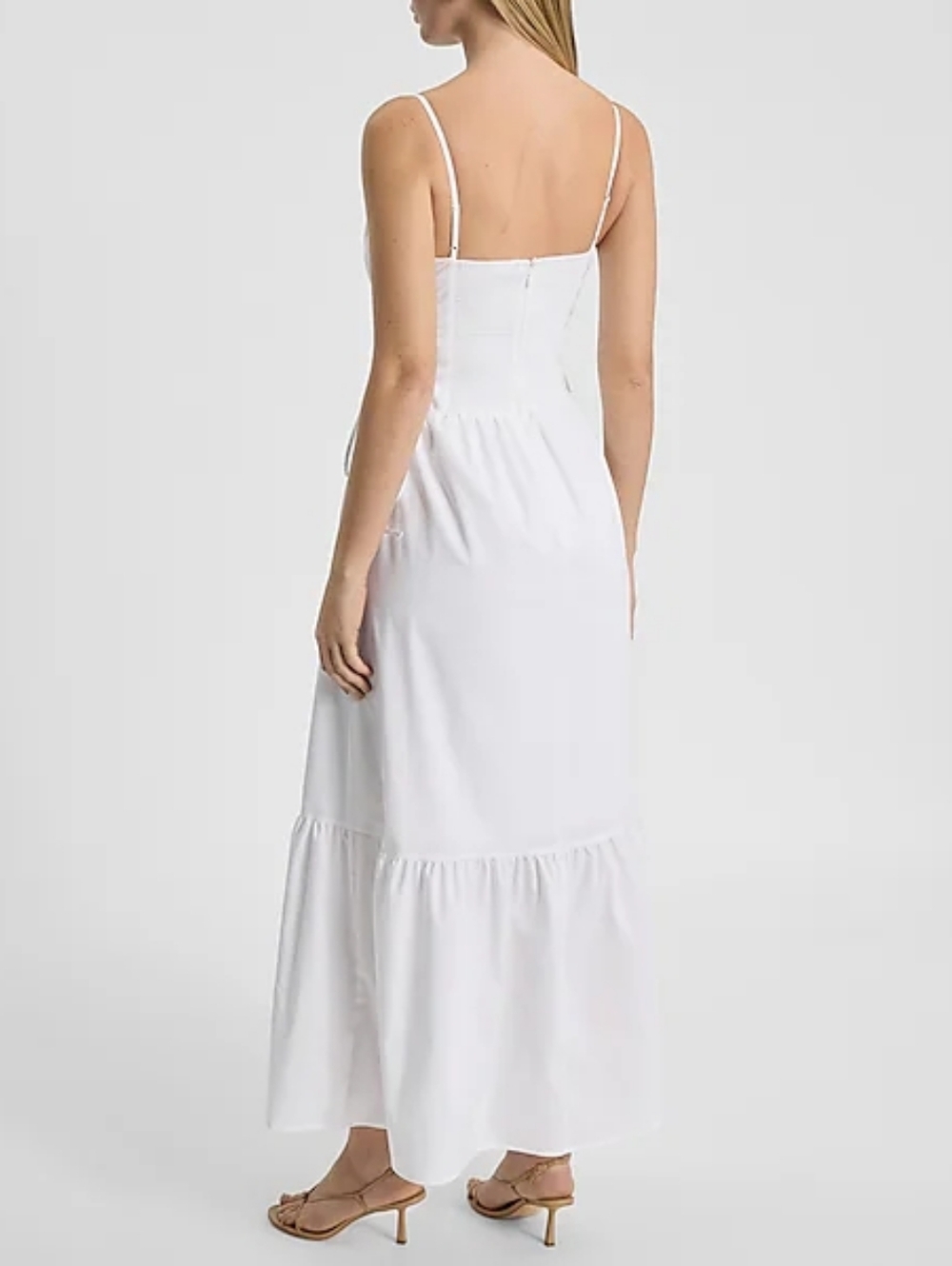 NWT - Express V-Neck Ruched Side Tie Smocked Back Bodice Midi Dress - Size XL - Picture 3 of 16
